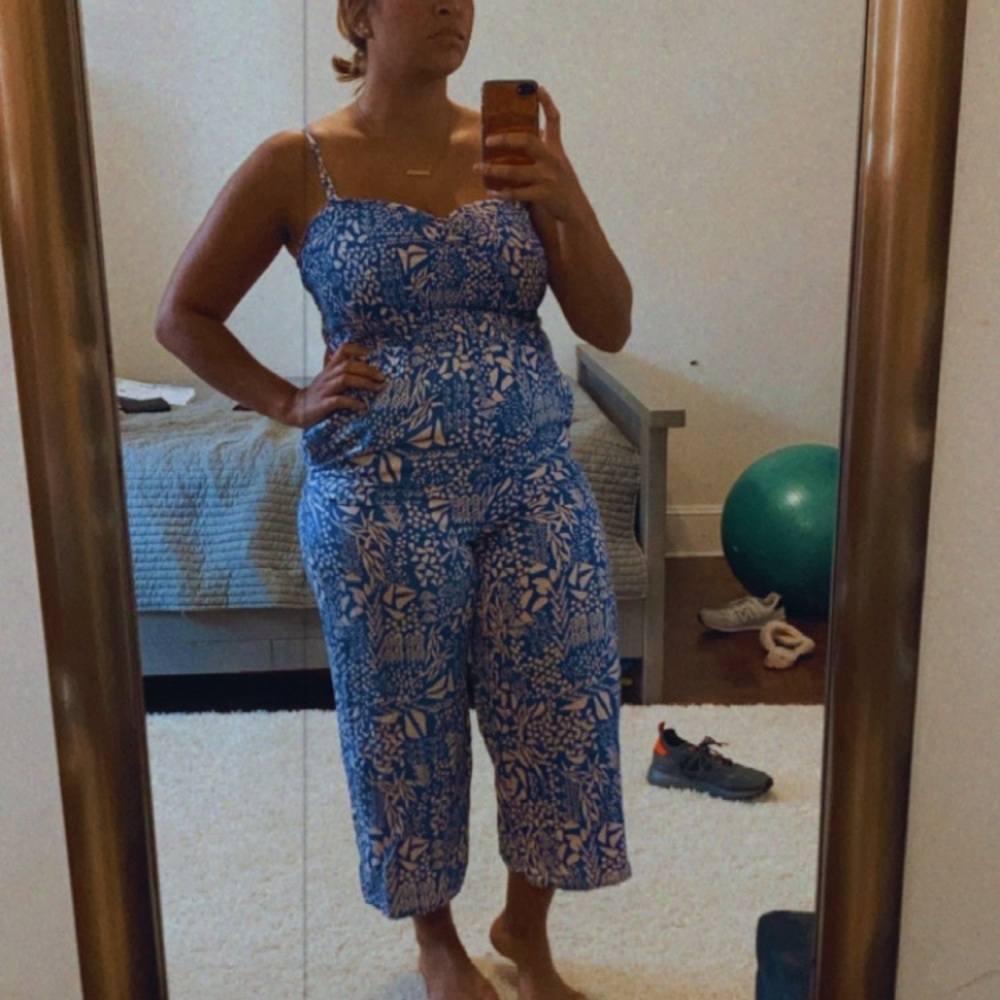 Blue printed romper